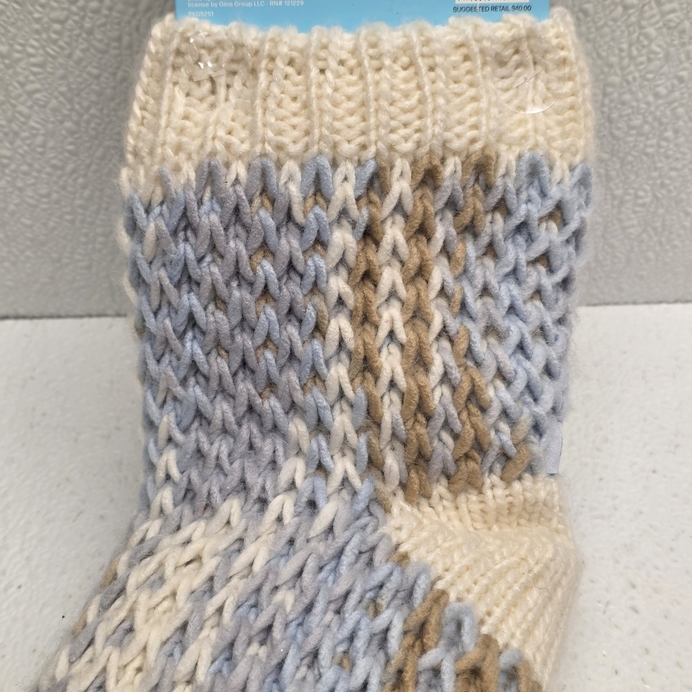 Bliss Spa Lounge Socks Womens 5-10 Blue Aloe Infused Sherpa Lined Slipper Socks - Picture 9 of 15